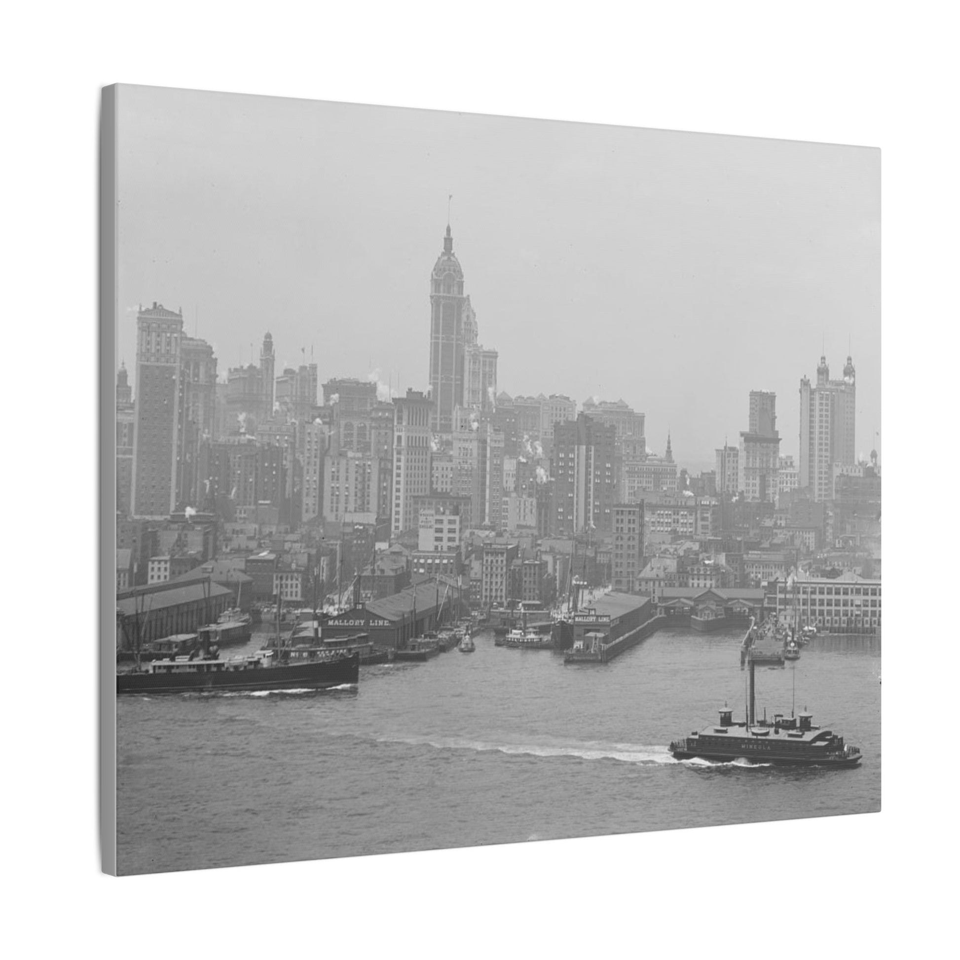 Vintage NYC Harbor Photo Canvas Print - Old School Male 