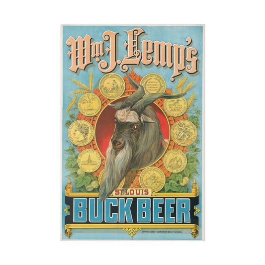 Vintage Buck Beer Matte Canvas, Stretched, 0.75" - Old School Male 