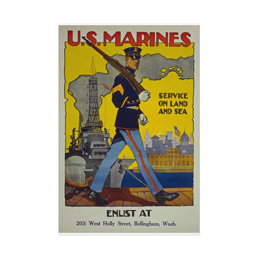 Vintage Marine Enlistment Poster Print - Old School Male 