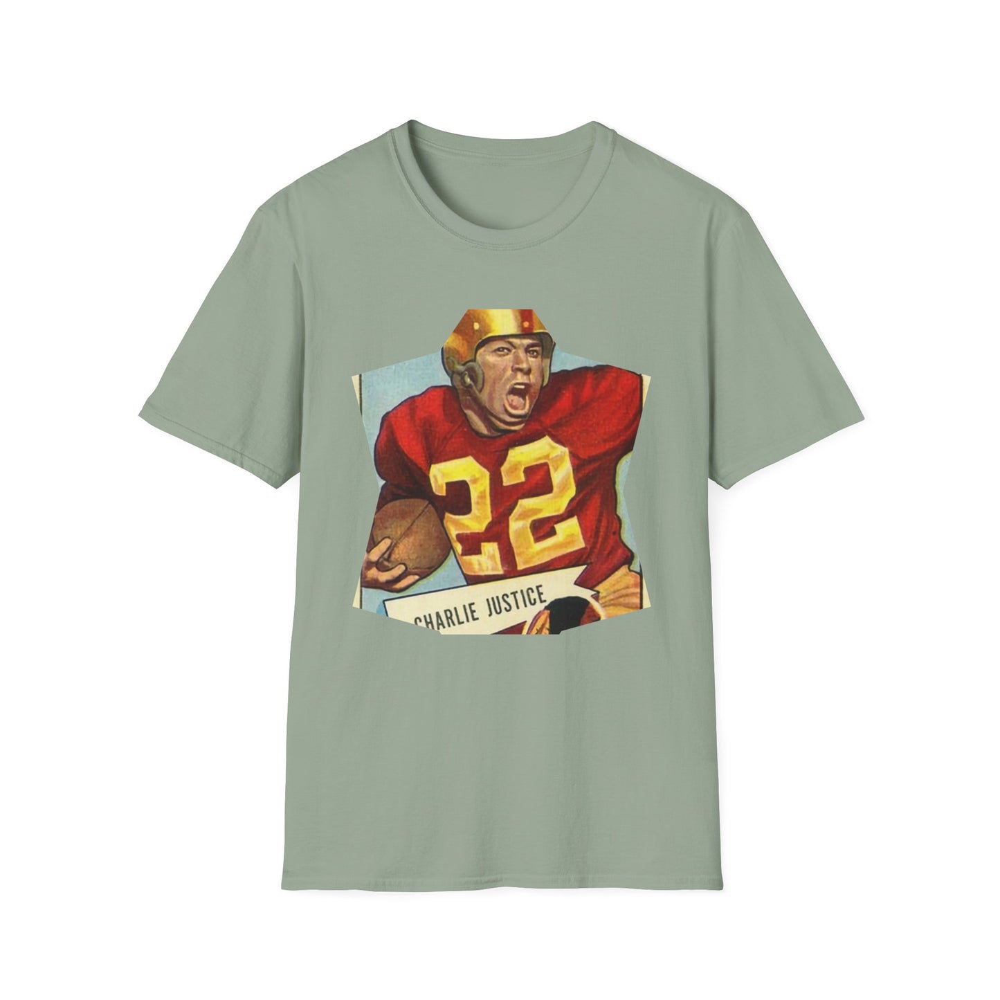 Retro Charlie Justice Football Legend Unisex Softstyle Tee - Old School Male 