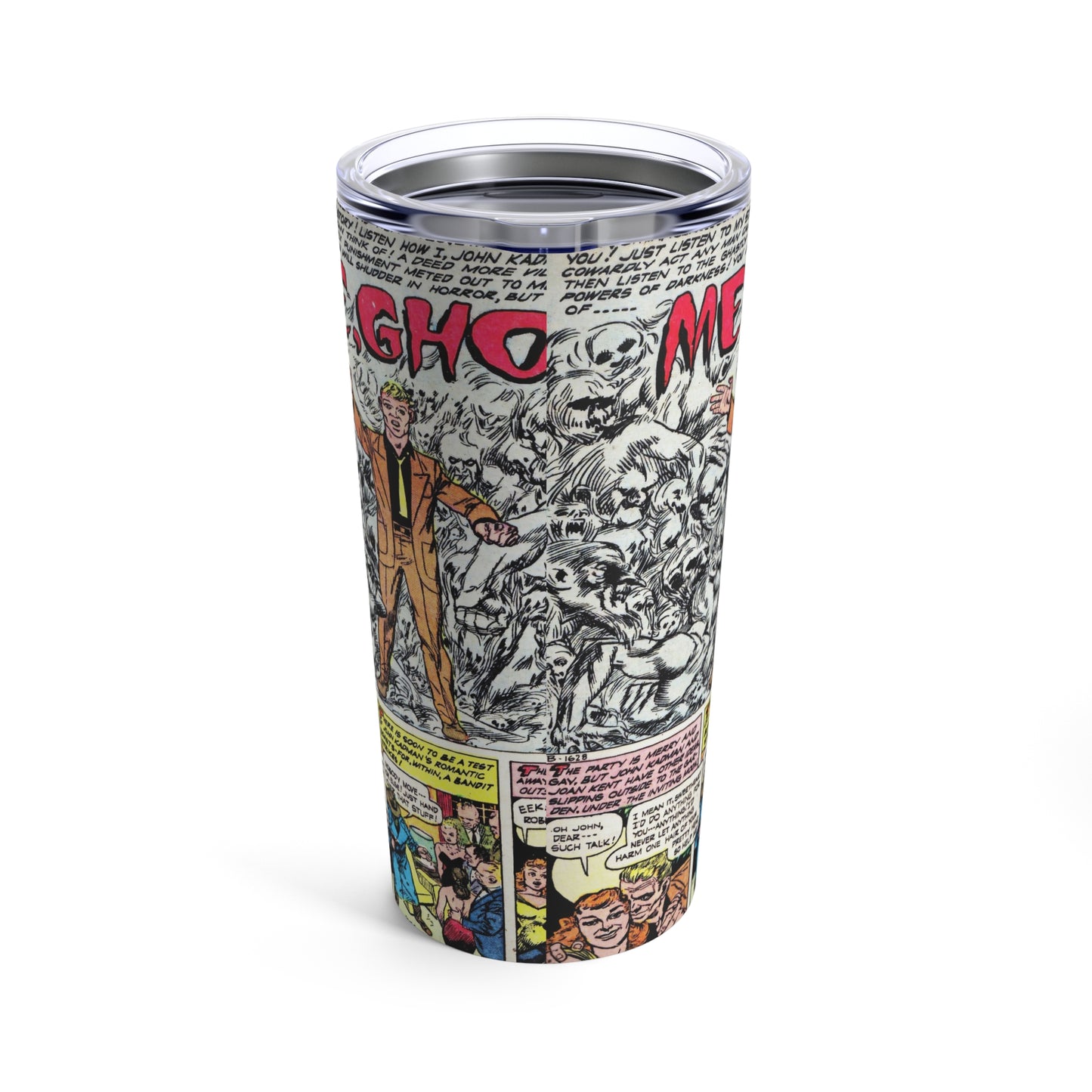 Vintage Ghost Comic Art Insulated 20oz Tumbler - Old School Male 