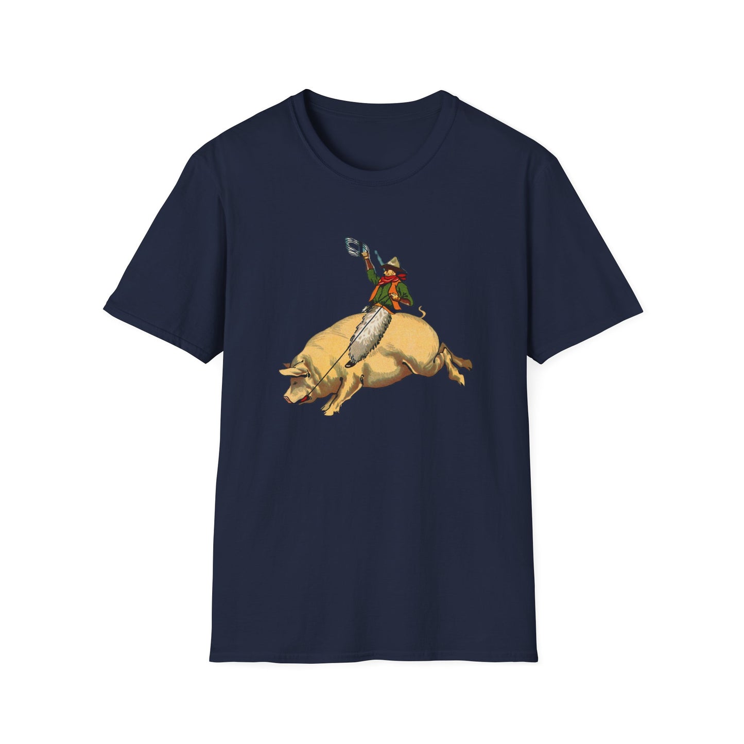 Whimsical Cowboy Pig Graphic Tee - Unisex T-Shirt - Old School Male 