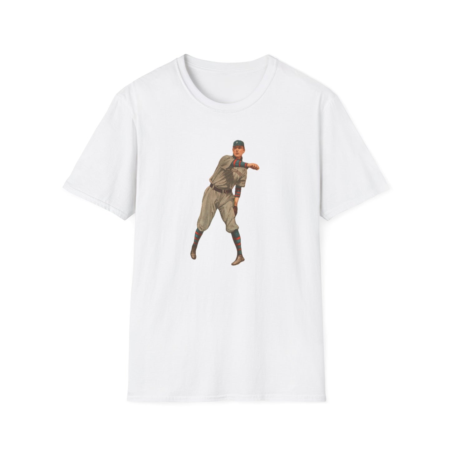 Retro Baseball Player Unisex Softstyle Tee - Old School Male 