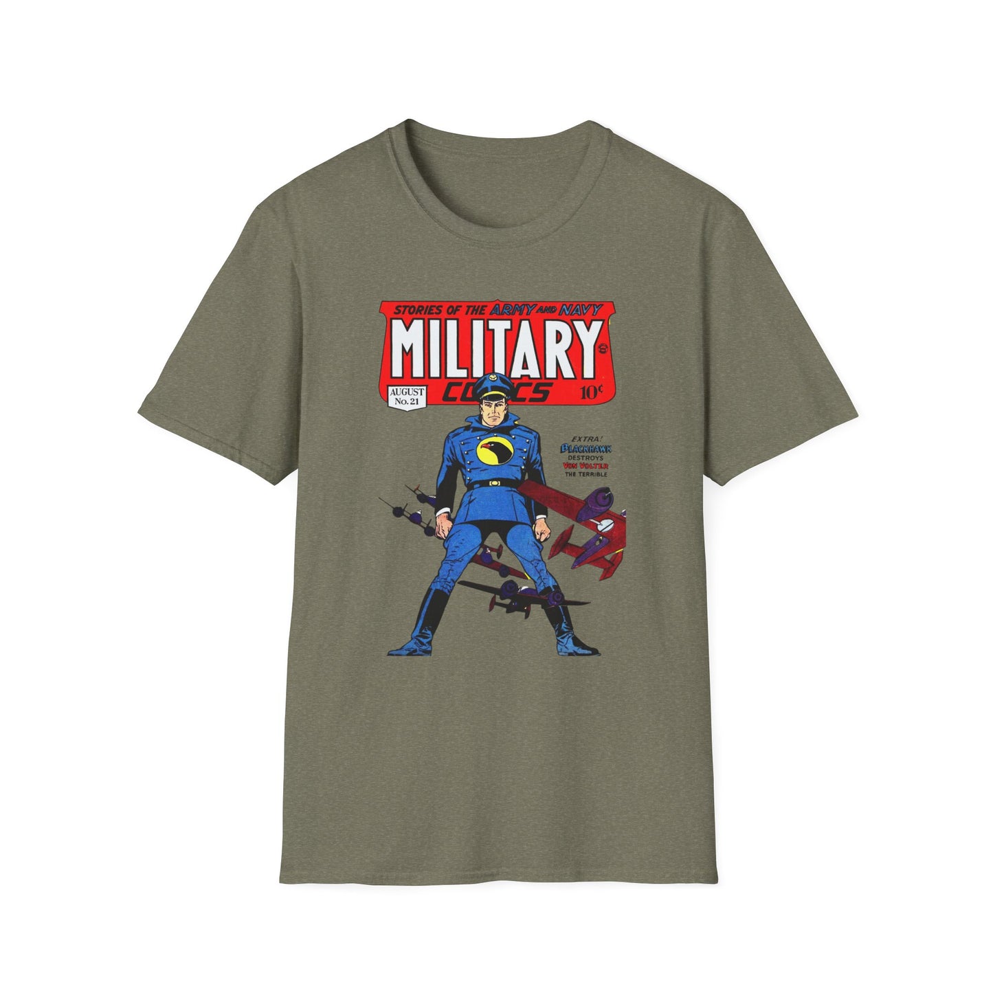 Vintage Military Comic Book Graphic Tee - 100% Cotton Retro T-Shirt for Comic Fans