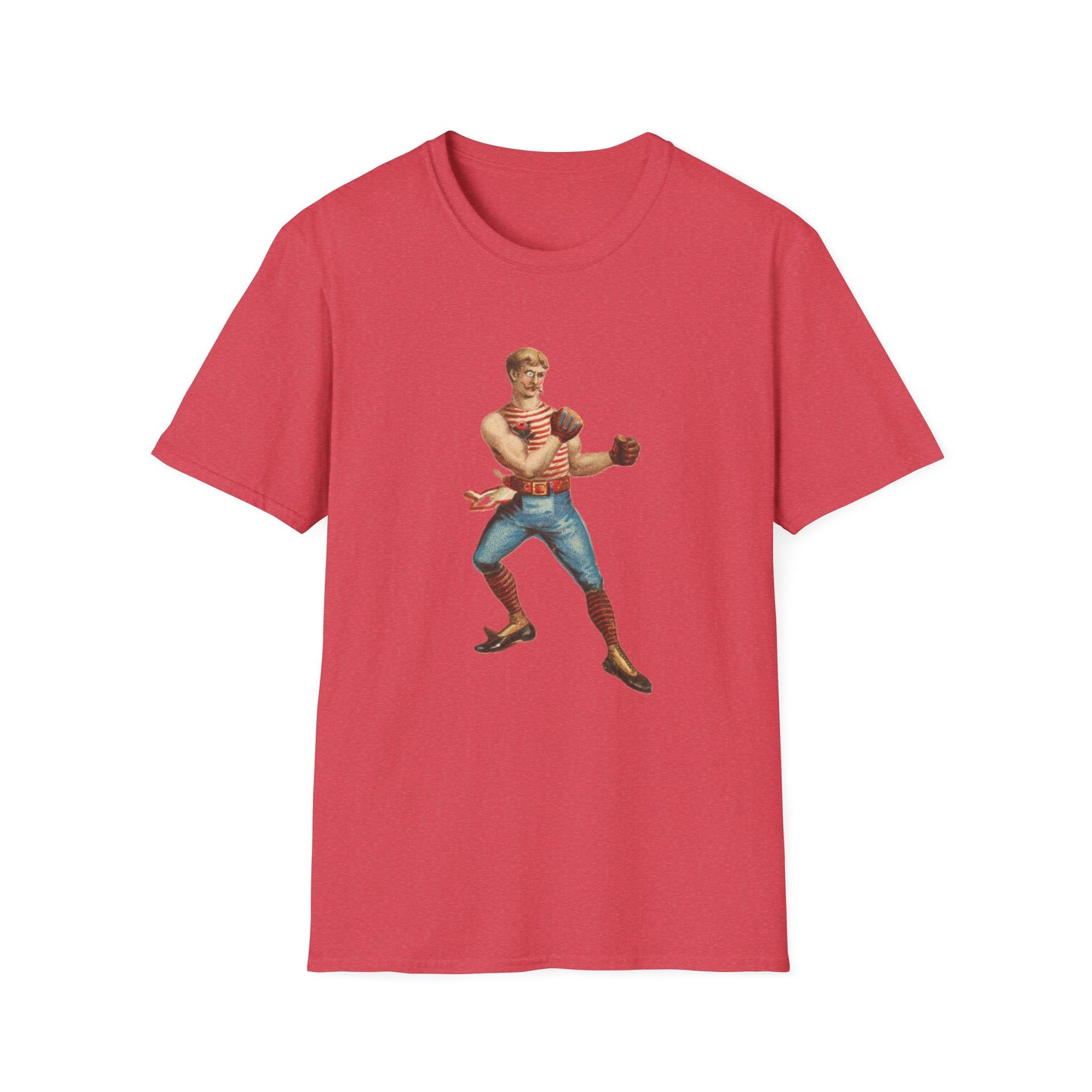 Vintage Boxer Pose Unisex Soft Cotton Tee - Old School Male 