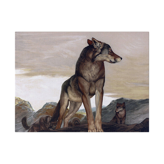 Vintage Wolf Painting Matte Canvas, Stretched, 0.75" - Old School Male 