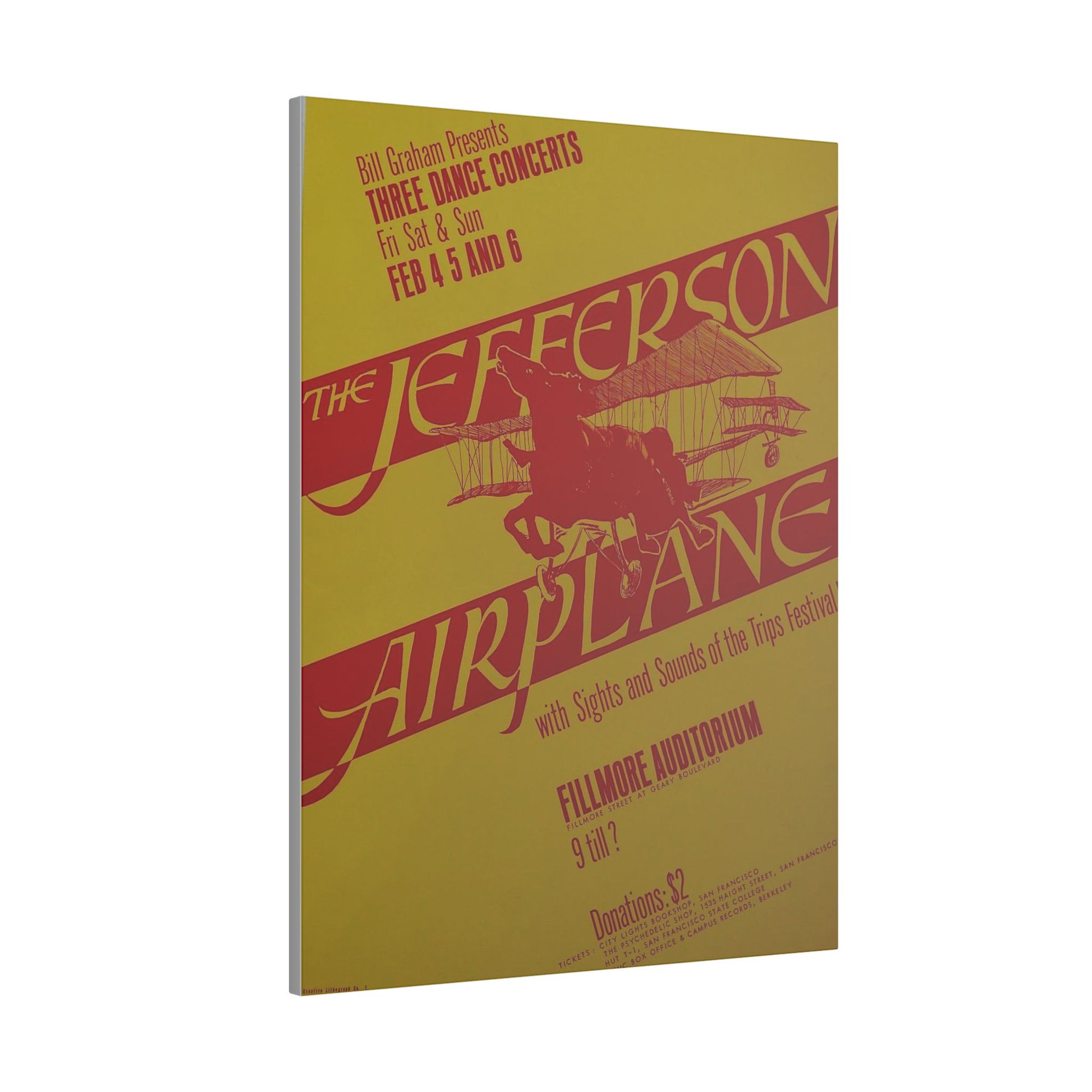 Retro Jefferson Airplane Concert Poster on Canvas - Old School Male 