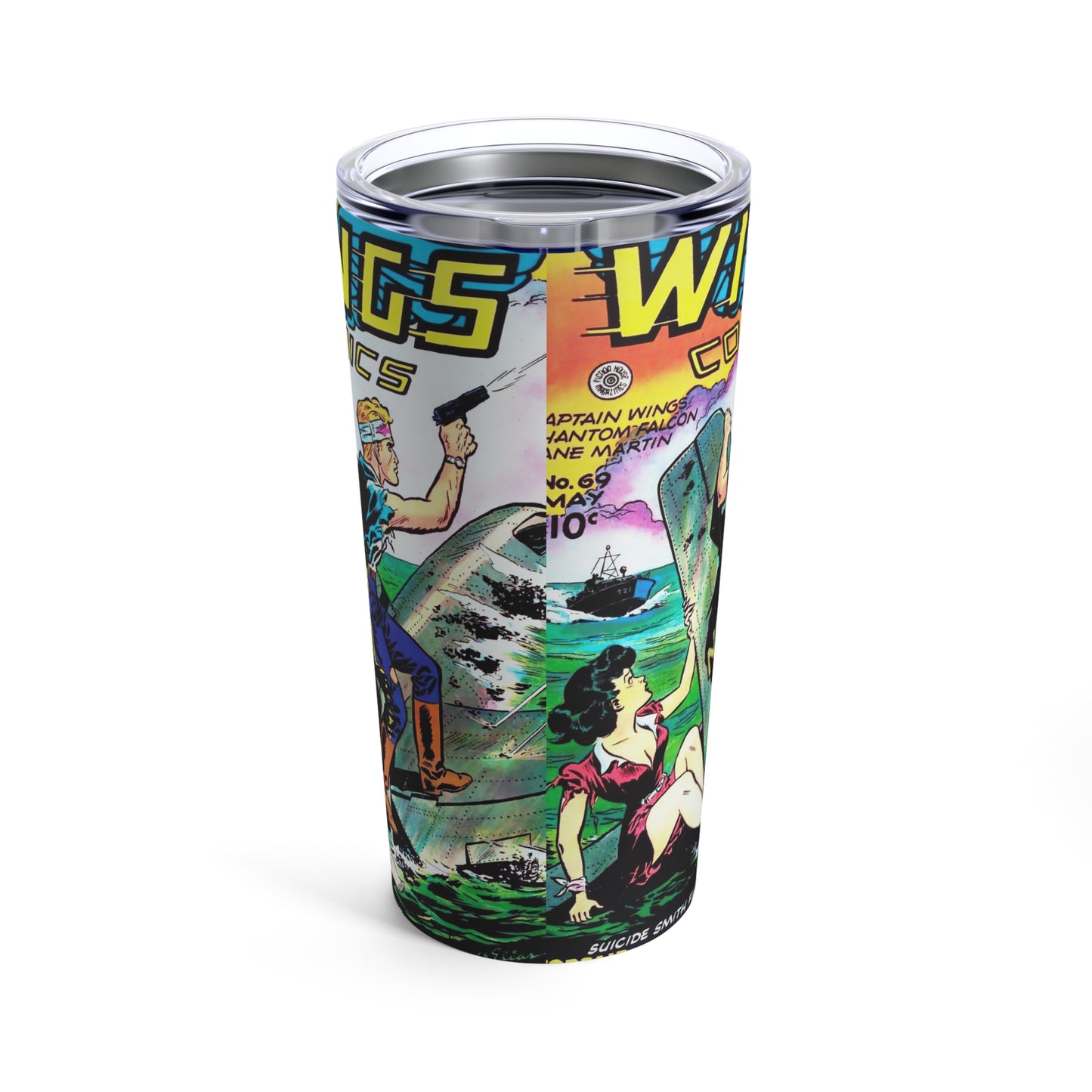 Vintage Comic Book Art 20oz Insulated Tumbler - Old School Male 