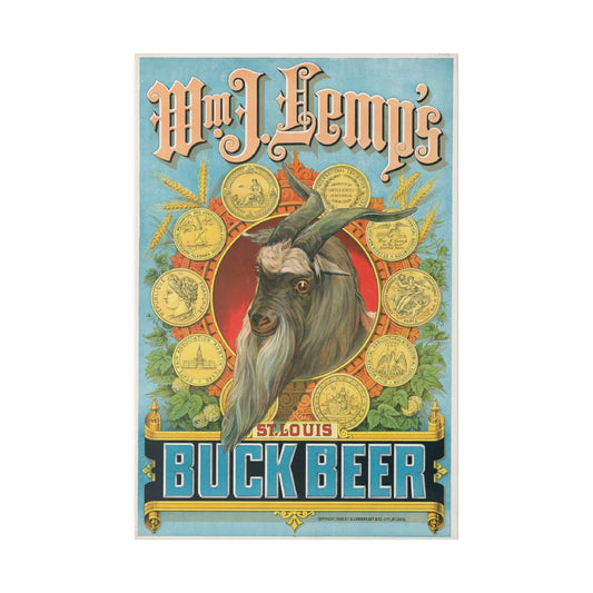 Vintage Buck Beer Matte Canvas, Stretched, 0.75" - Old School Male 