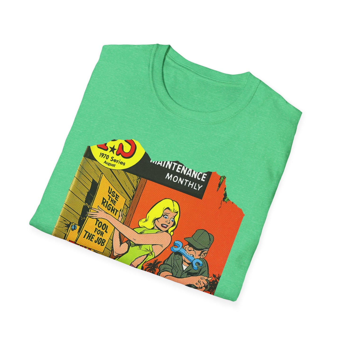 Vintage Military-Inspired Comic Art Unisex Softstyle Tee