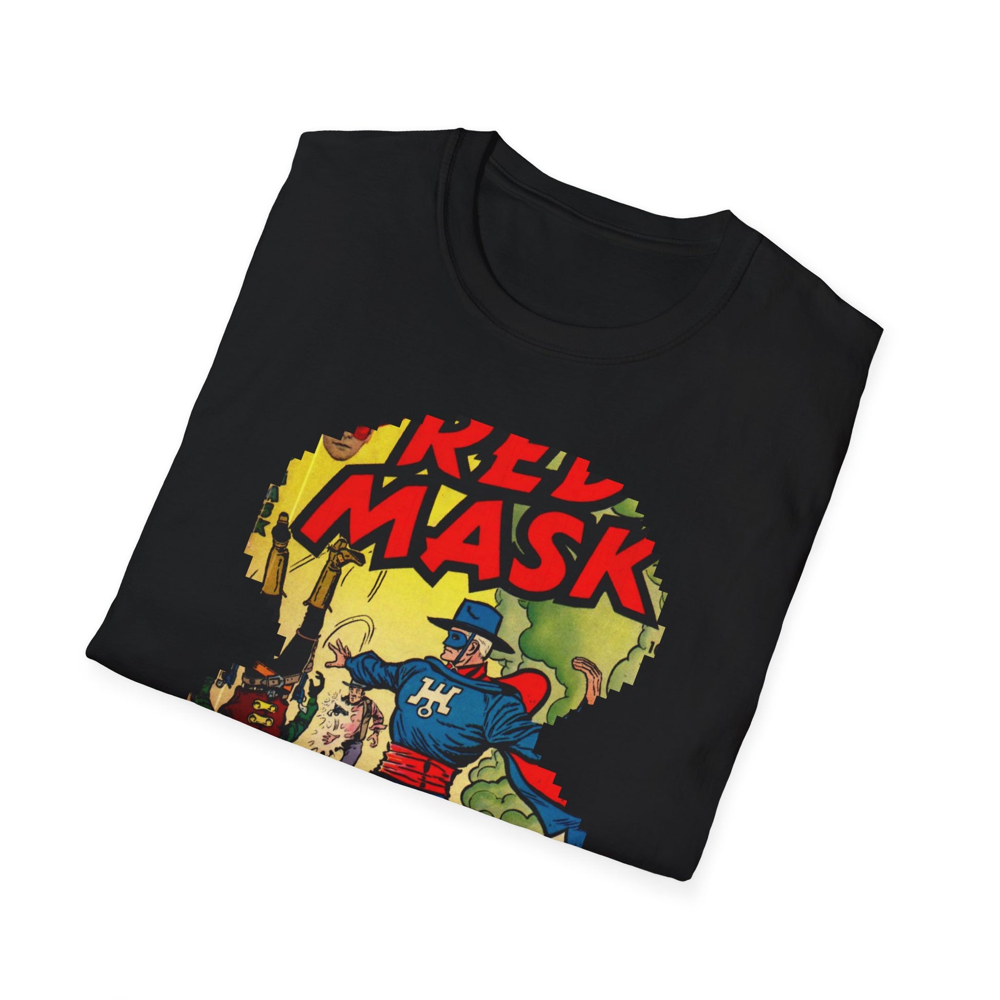 Vintage Red Mask Unisex Soft Cotton Tee - Old School Male 