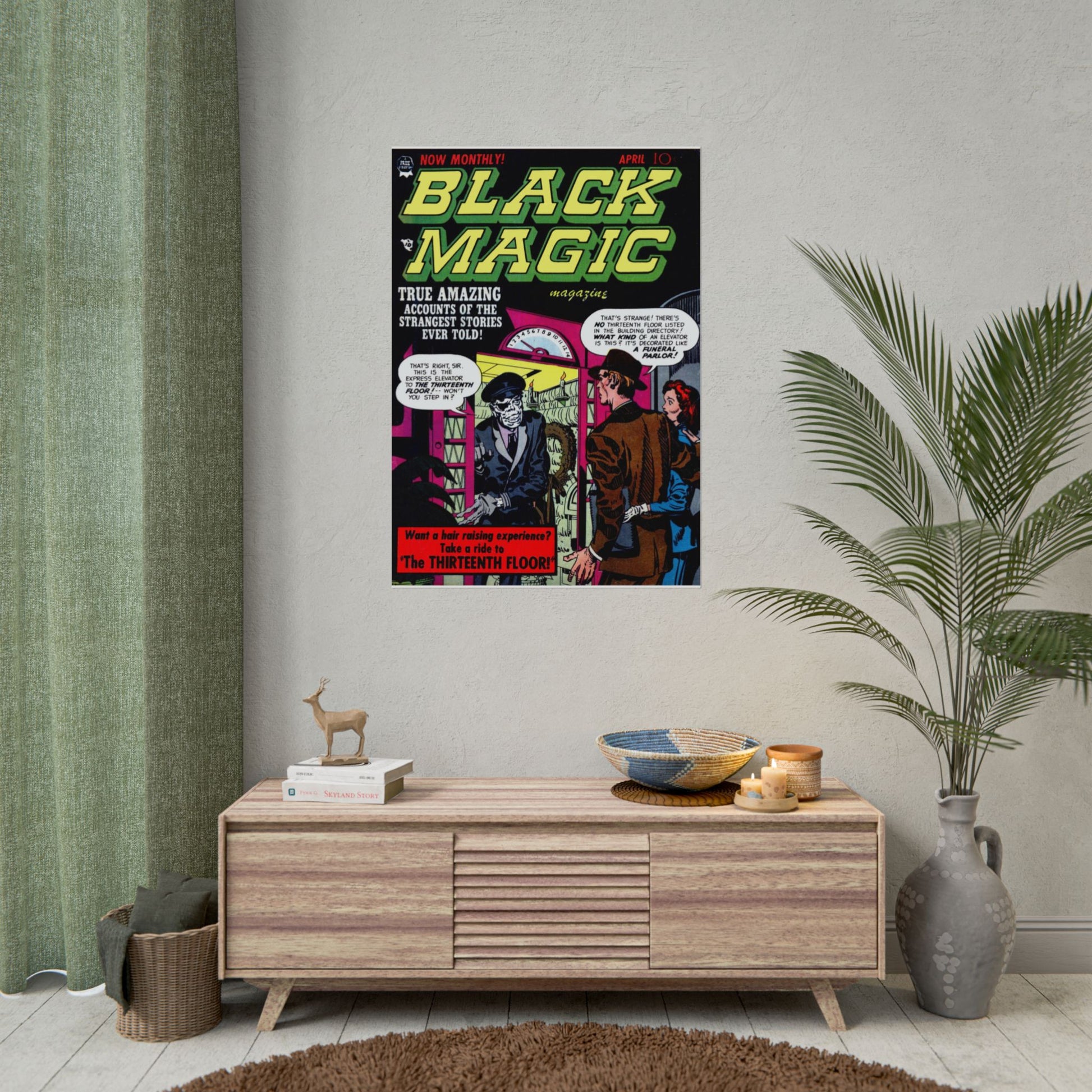 Retro Black Magic Comic Book Cover Poster - Old School Male 