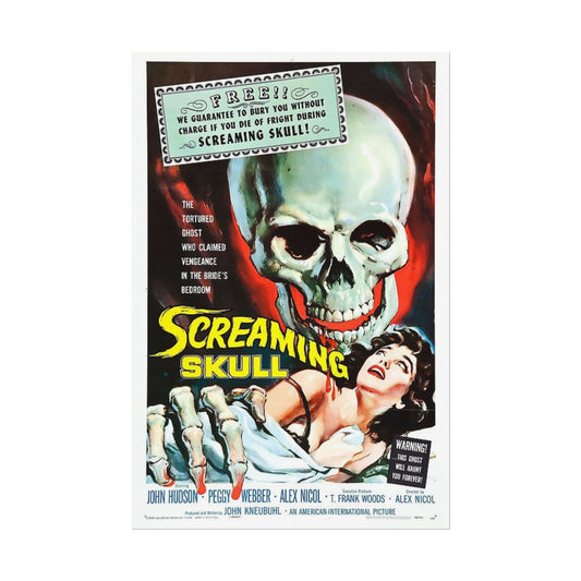 Screaming Skull Movie Poster, Rolled Posters for Horror Fans, Retro Film Art Print, Vintage Cinema Decor, Halloween Wall Art, Spooky Room - Old School Male 