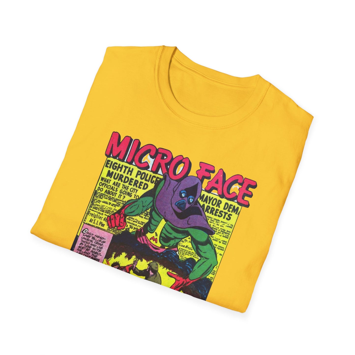 Retro Micro Face Comic Character T-Shirt - Fun Unisex Tee Made With 100% Cotton