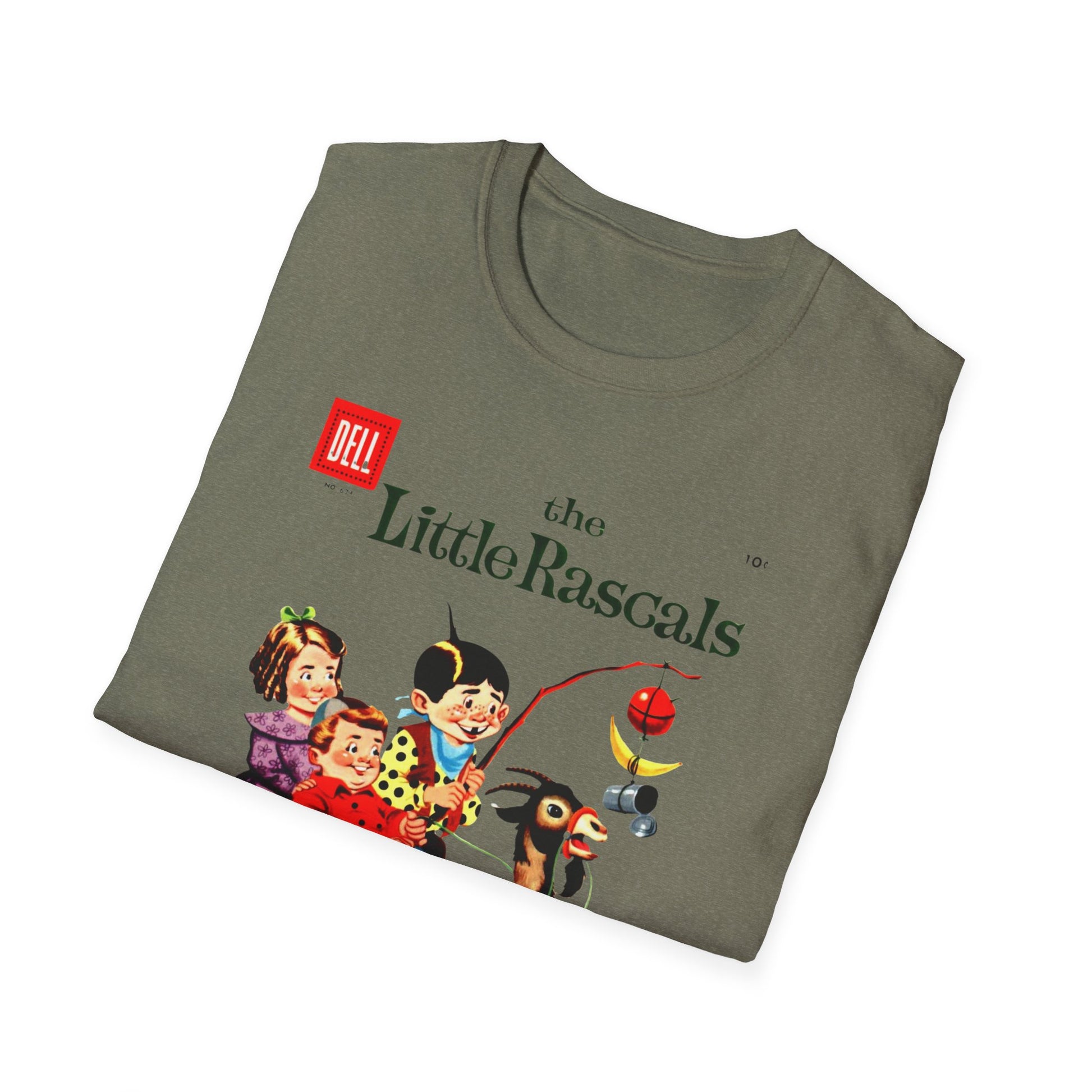 Back view of Vintage Little Rascals T-Shirt in lively green, showcasing its simple yet stylish cut. A vintage comic t-shirt suited for any casual occasion!