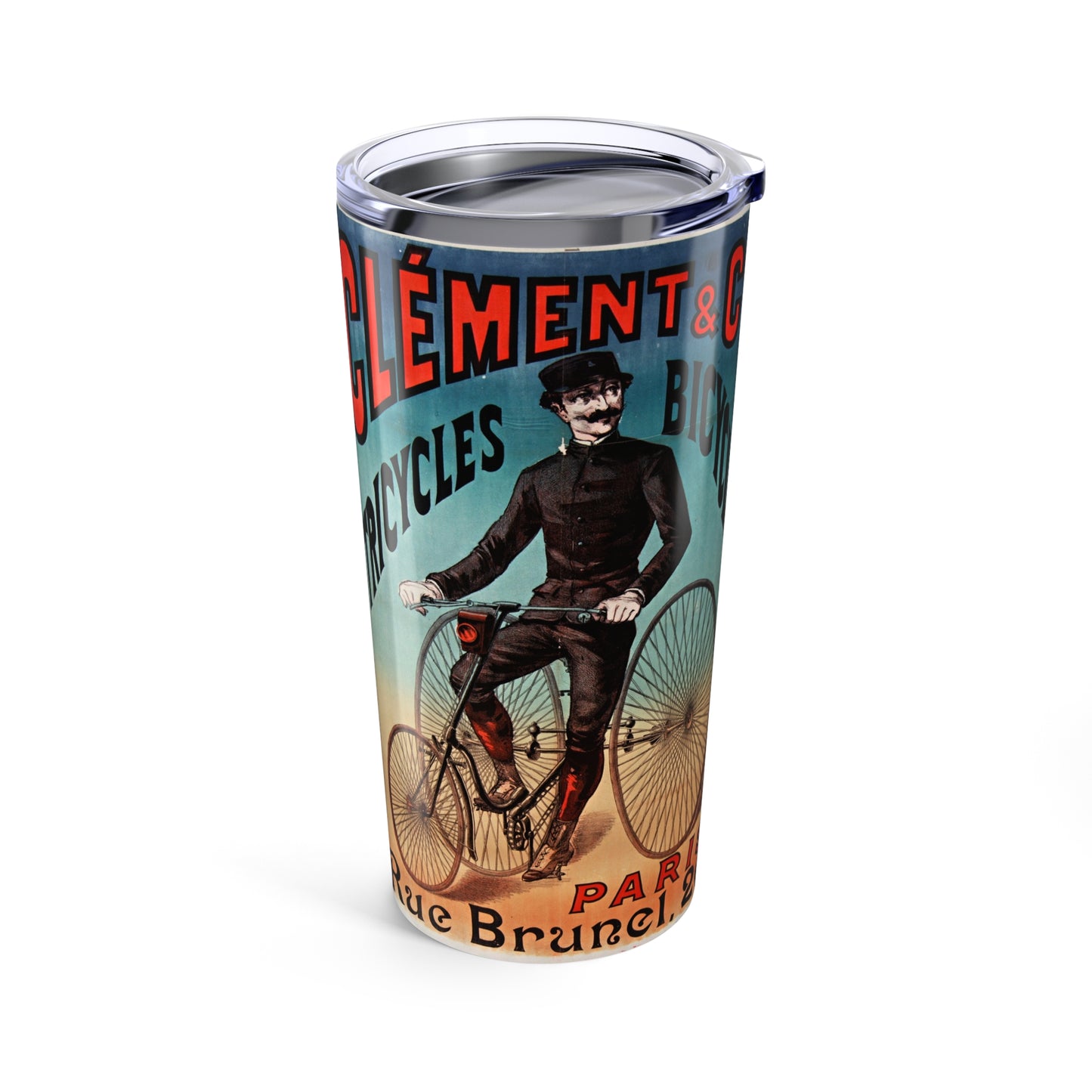 Vintage Bicycle Advertising Tumbler - 20oz Retro Drinkware - Old School Male 