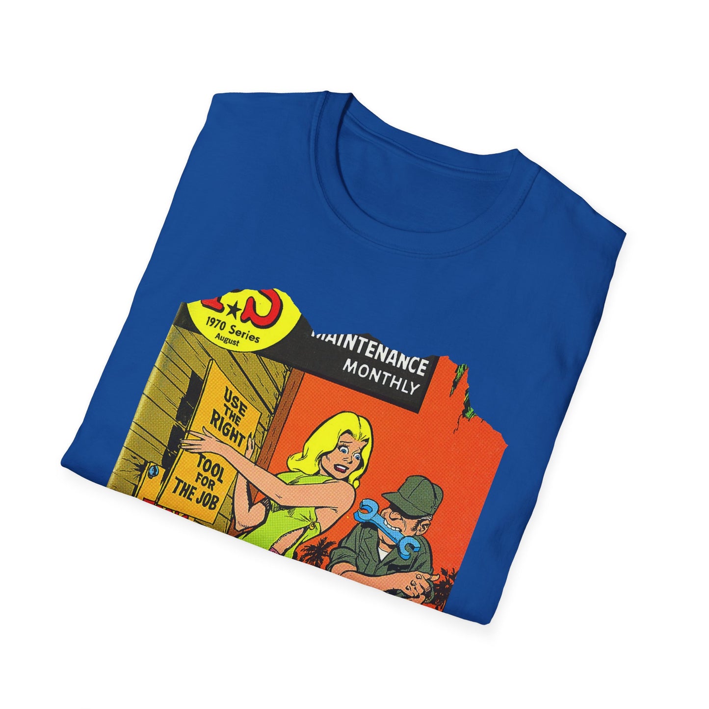 Vintage Military-Inspired Comic Art Unisex Softstyle Tee