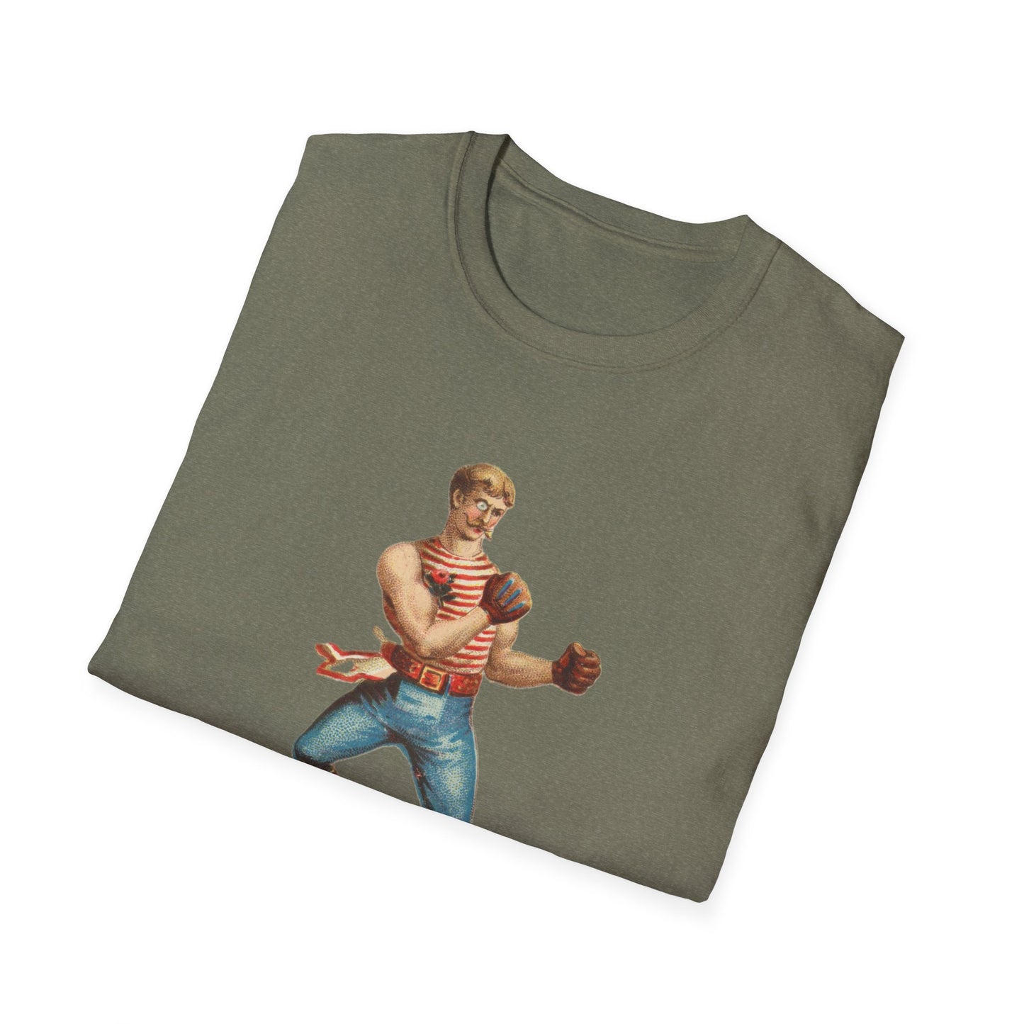 Vintage Boxer Pose Unisex Soft Cotton Tee - Old School Male 