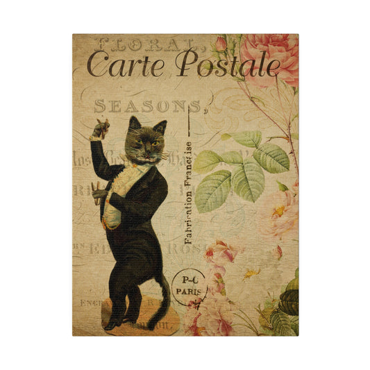 Dancing Cat Matte Canvas, Stretched, 0.75" - Old School Male 