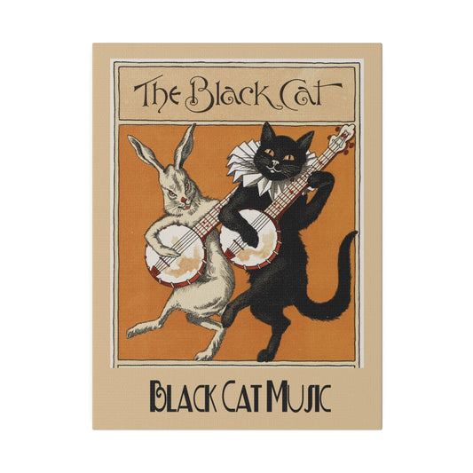 Vintage Black Cat Music Matte Canvas, Stretched, 0.75" - Old School Male 