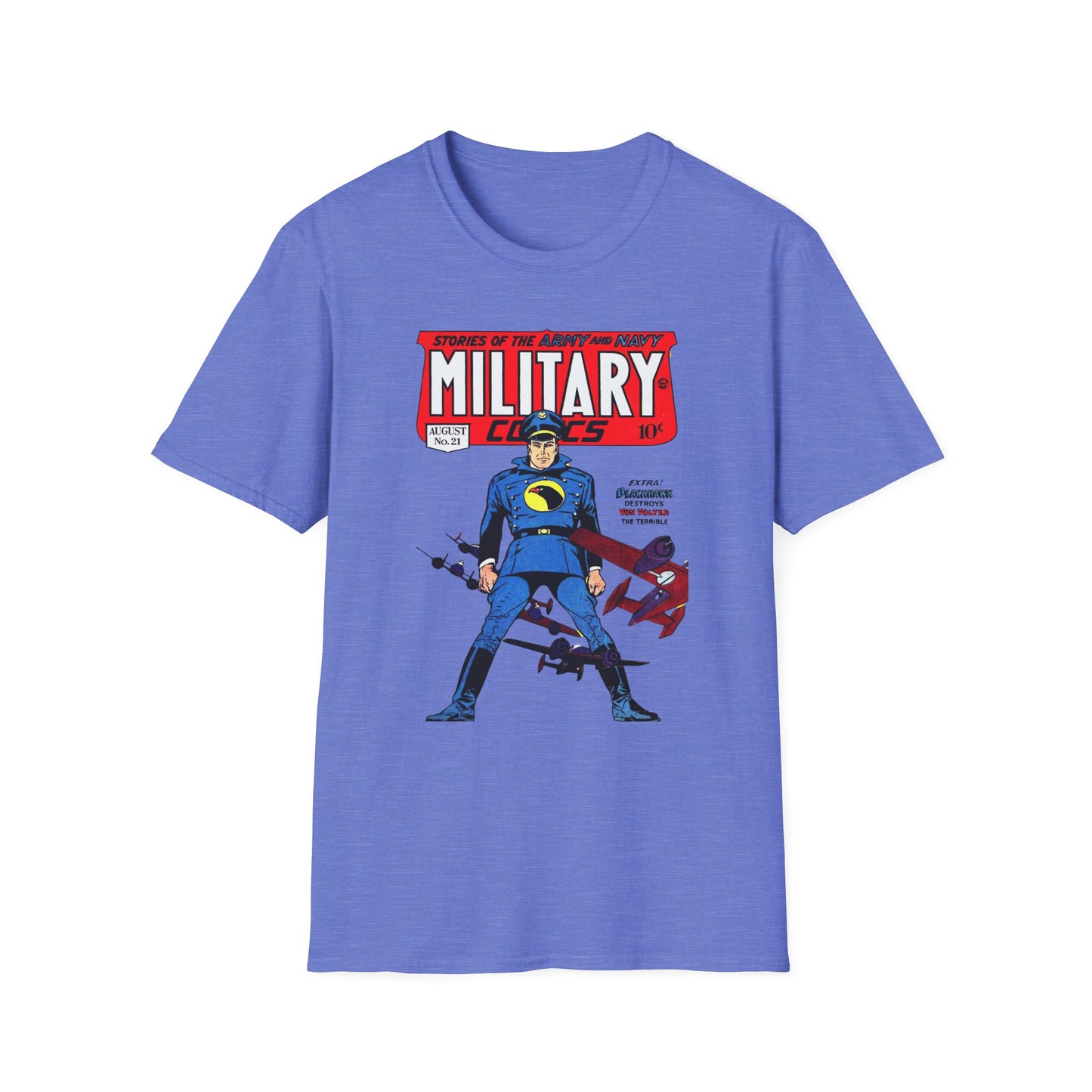 Vintage Military Comic Book Graphic Tee - 100% Cotton Retro T-Shirt for Comic Fans