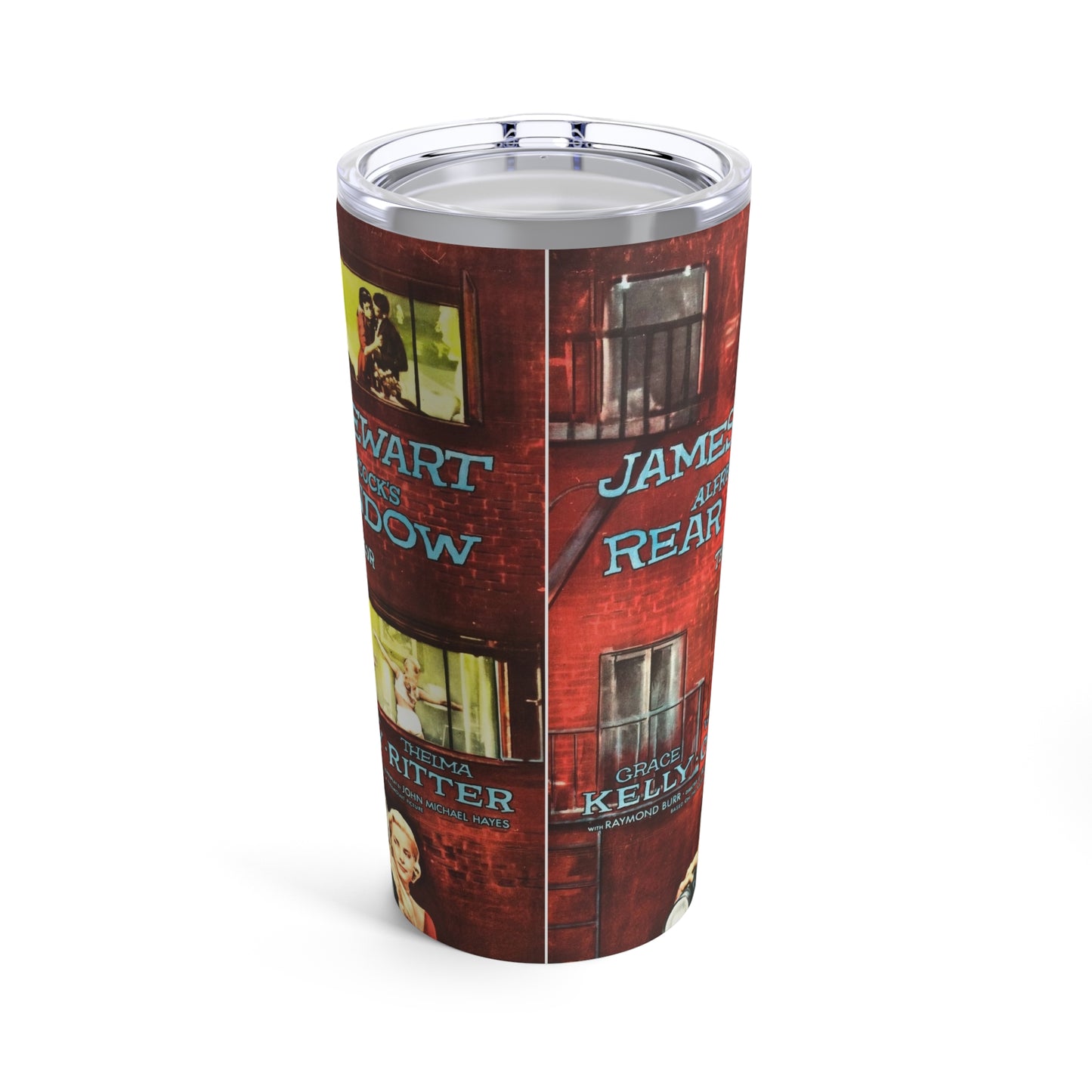 Hitchcock-Inspired 20oz Insulated Tumbler with Rear Window Film Design - Old School Male 