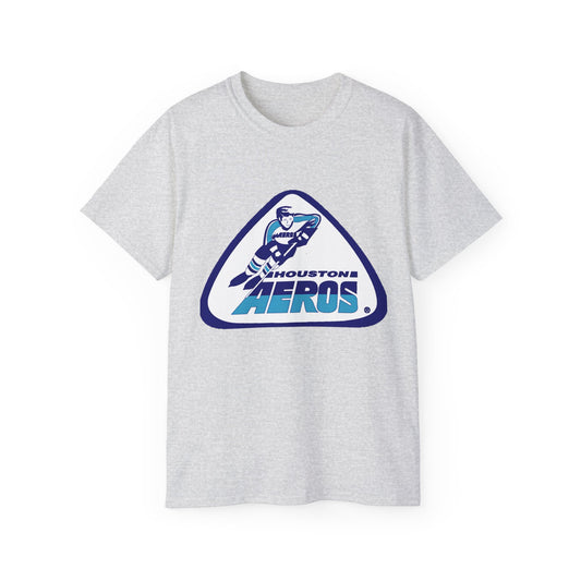 Retro Houston Aeros of the World Hockey Association Unisex Ultra Cotton Tee - Old School Male 