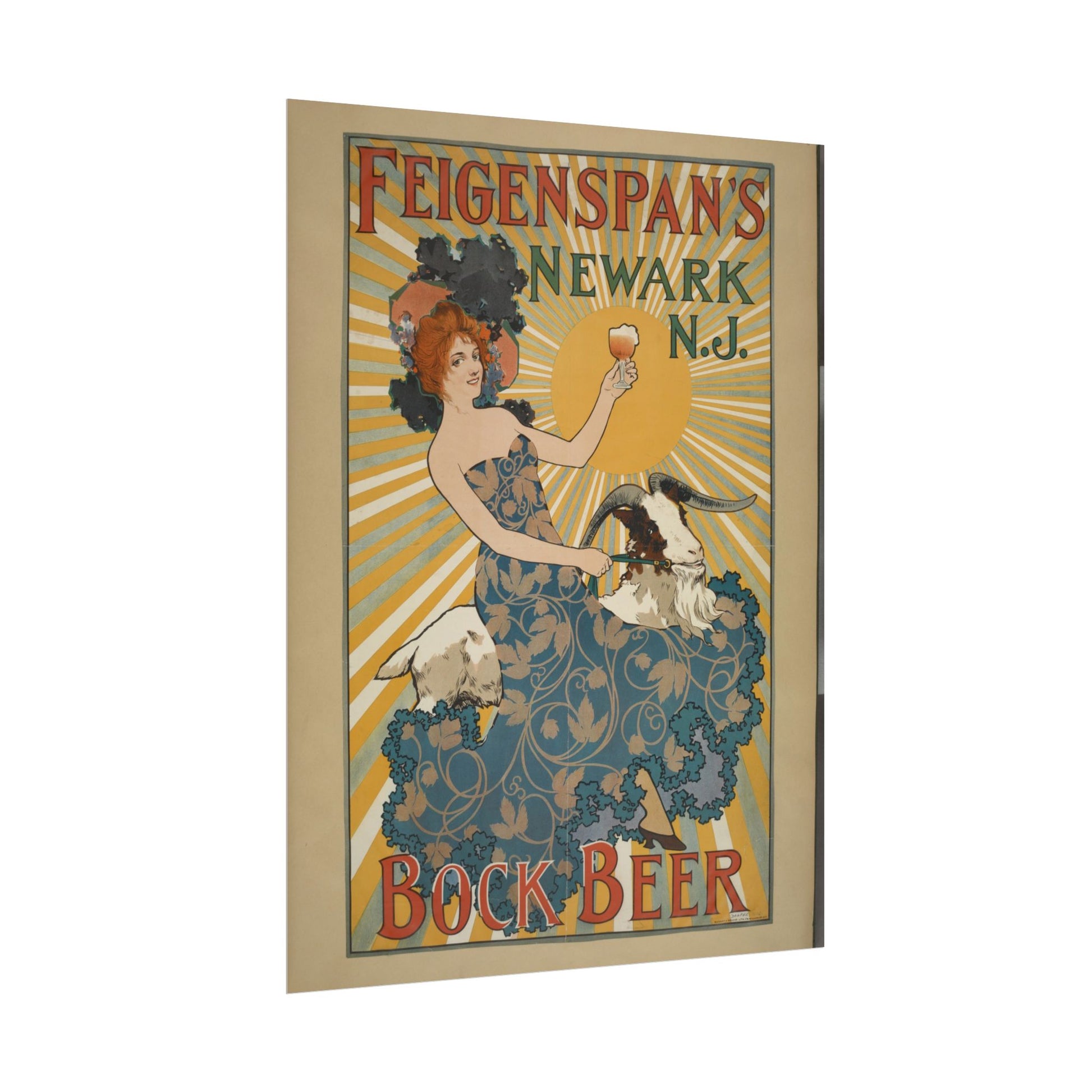 Feigenspan's Bock Beer Vintage Beer Ad Poster - Old School Male 