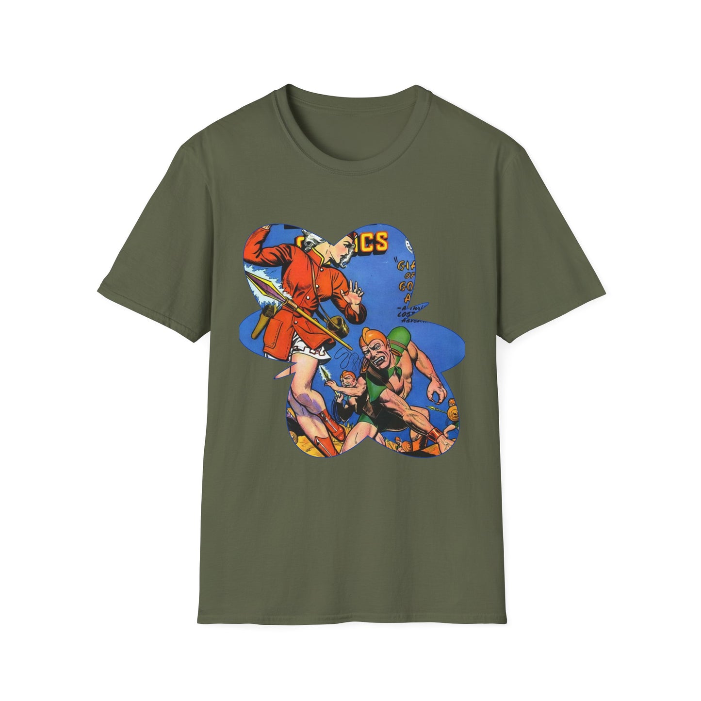 Vintage Comic Book Cover Unisex Softstyle Tee - Old School Male 