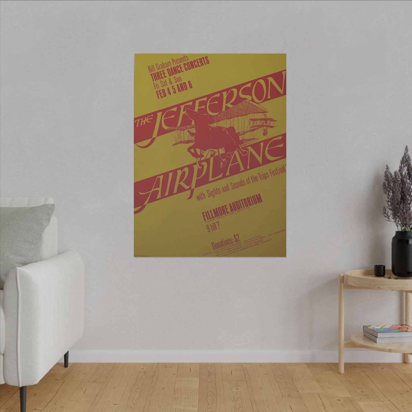 Retro Jefferson Airplane Concert Poster on Canvas - Old School Male 