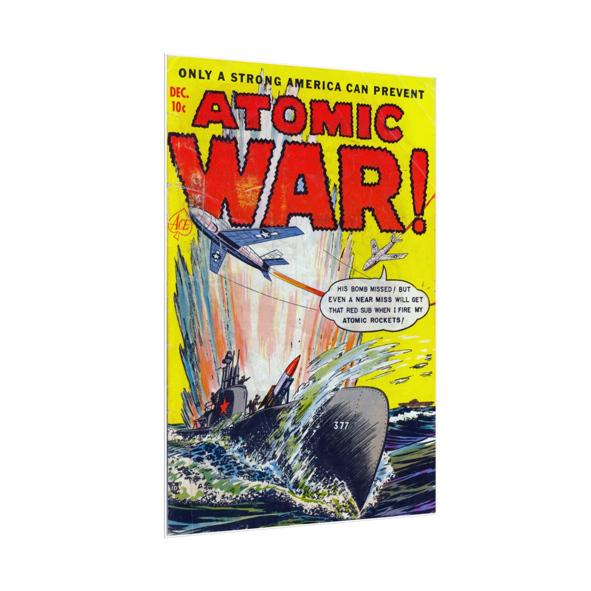 Retro Atomic War Comic Book Cover Poster - Old School Male 