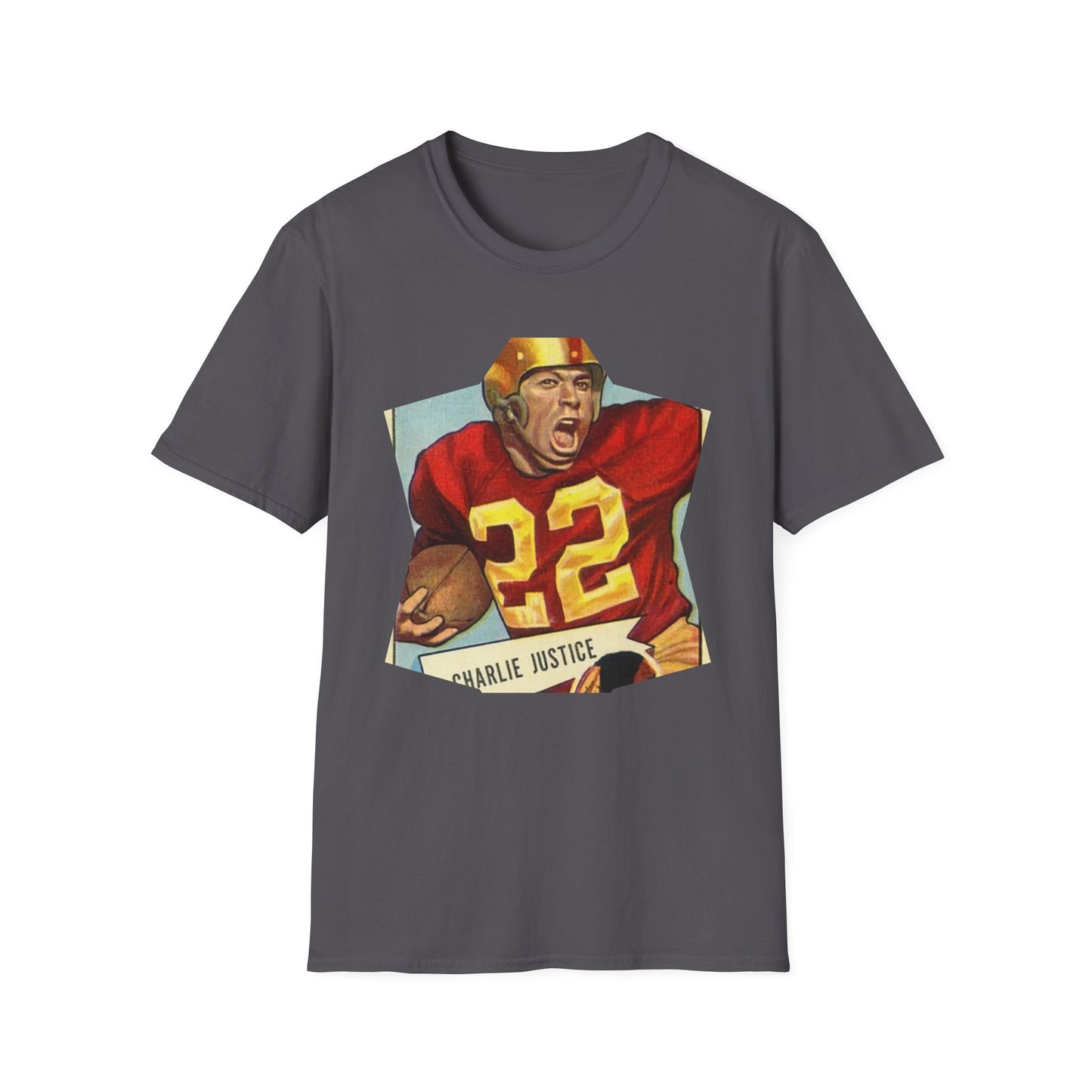 Retro Charlie Justice Football Legend Unisex Softstyle Tee - Old School Male 