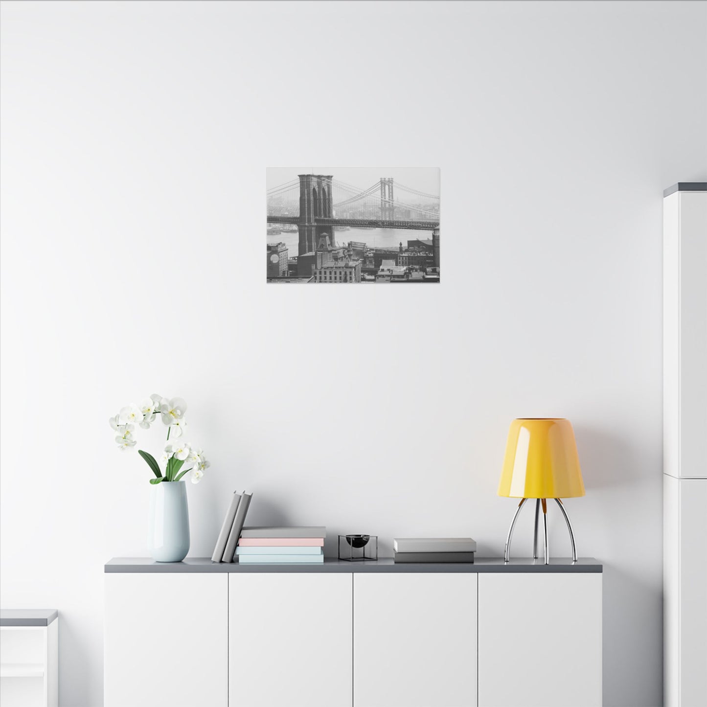 NYC Skyline with the Brooklyn Bridge Canvas Wall Art - Old School Male 