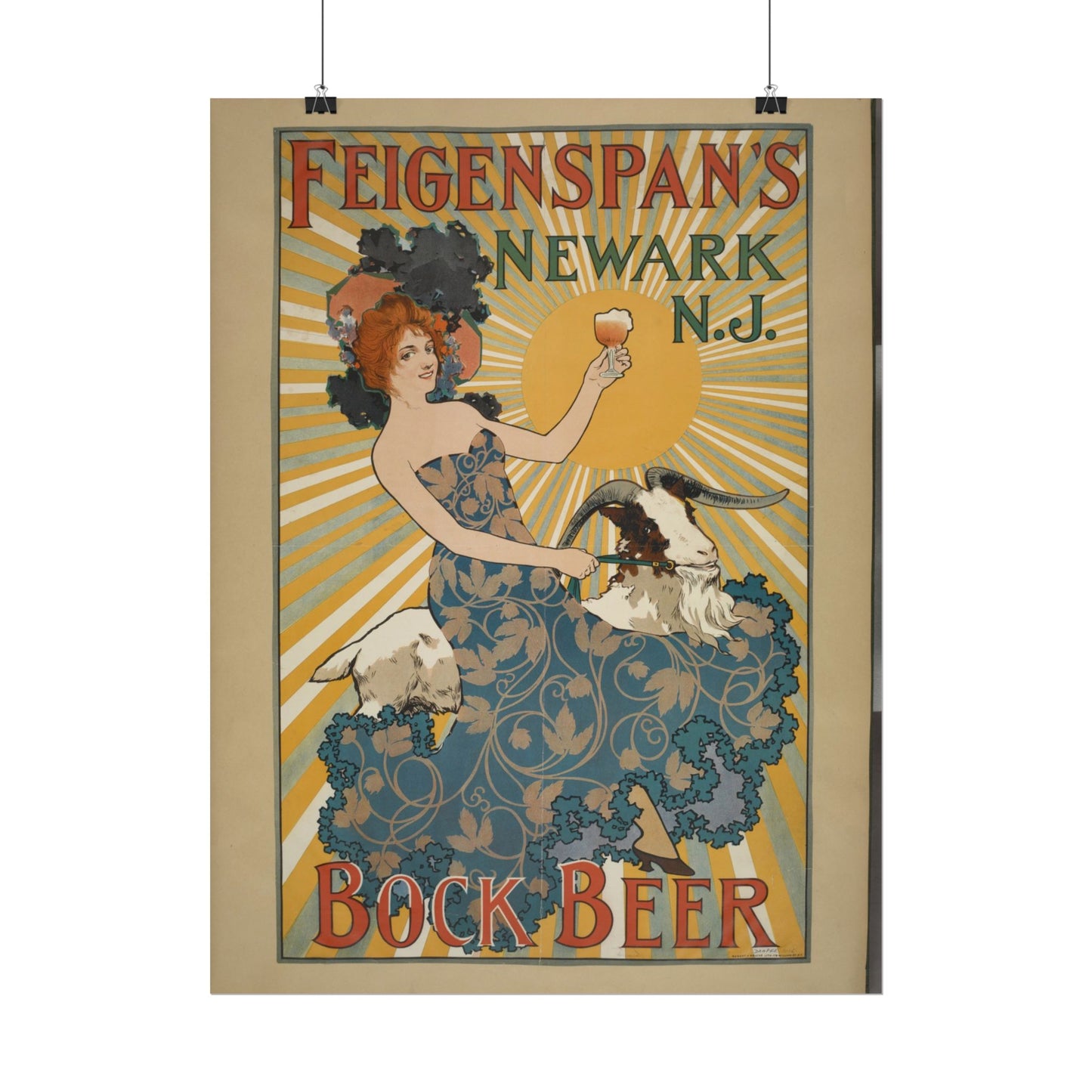 Feigenspan's Bock Beer Vintage Beer Ad Poster - Old School Male 