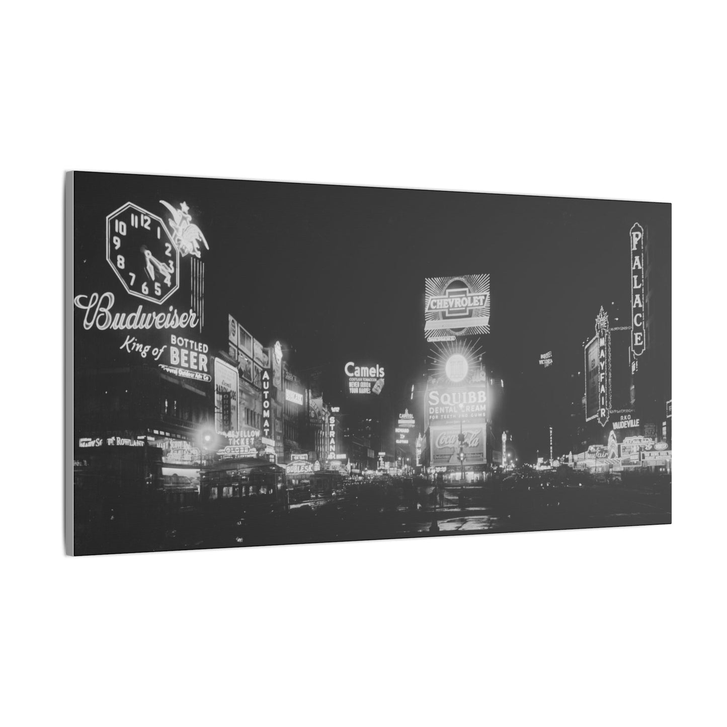 Nighttime Elegance: Vintage Times Square Matte Canvas Print (Multiple Sizes Available)