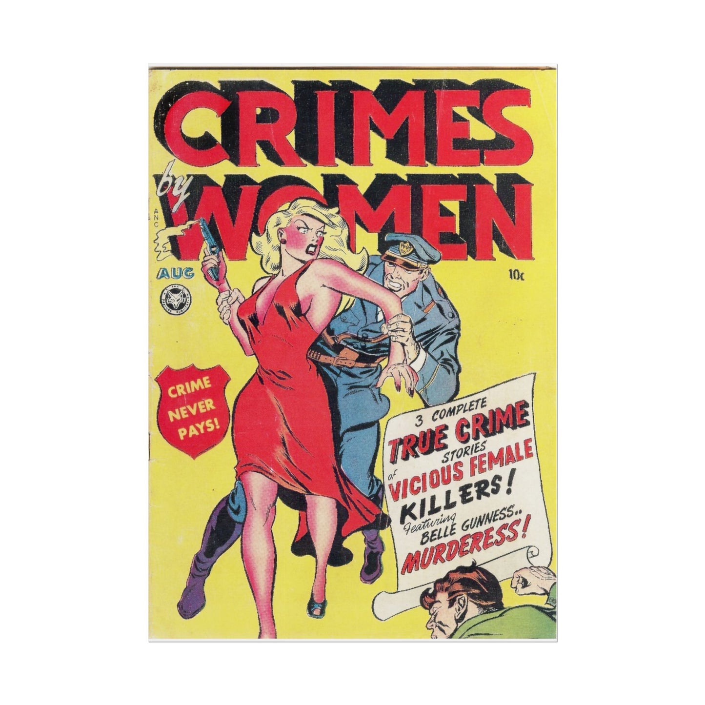 Retro Crimes By Women Comic Book Cover Poster - Old School Male 