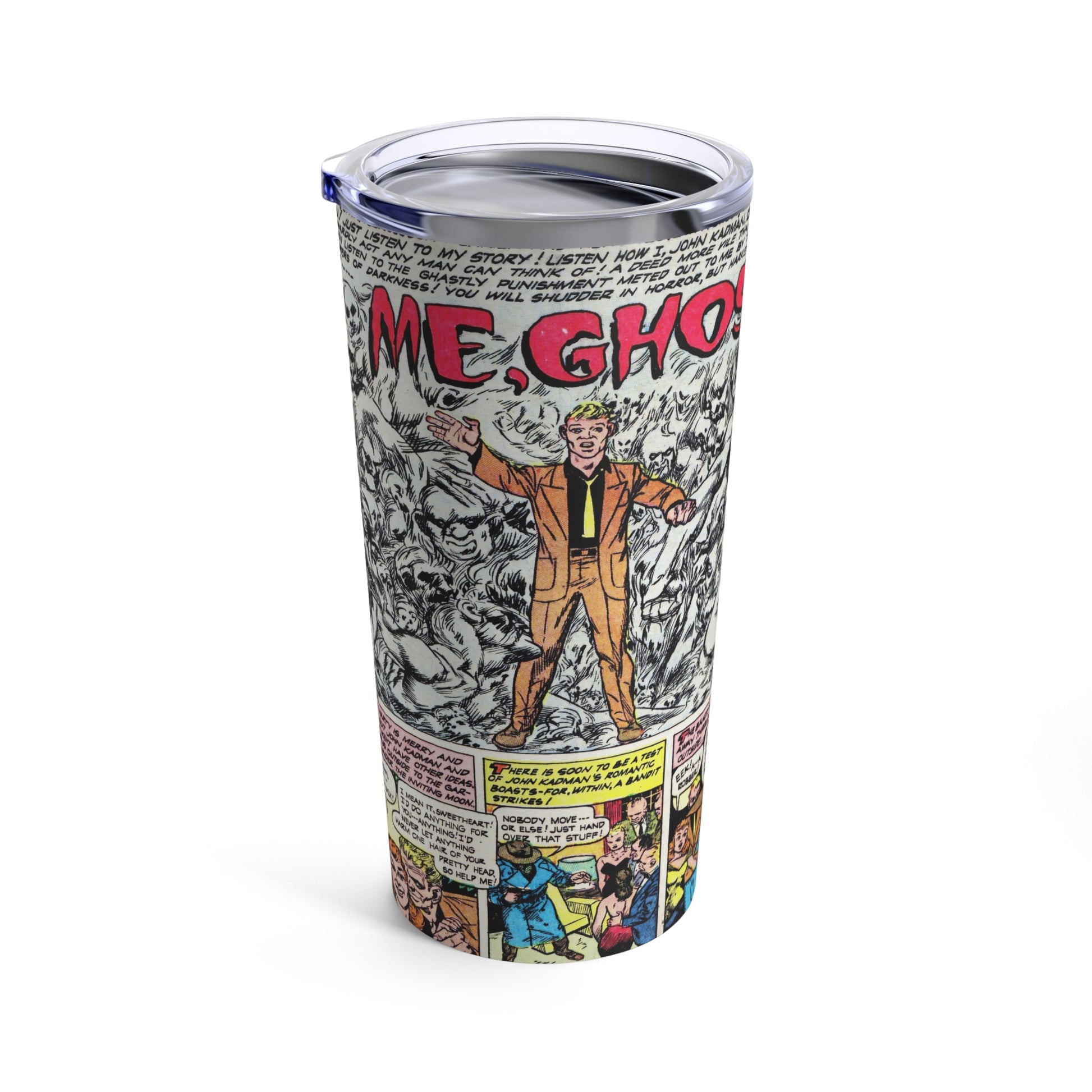 Vintage Ghost Comic Art Insulated 20oz Tumbler - Old School Male 