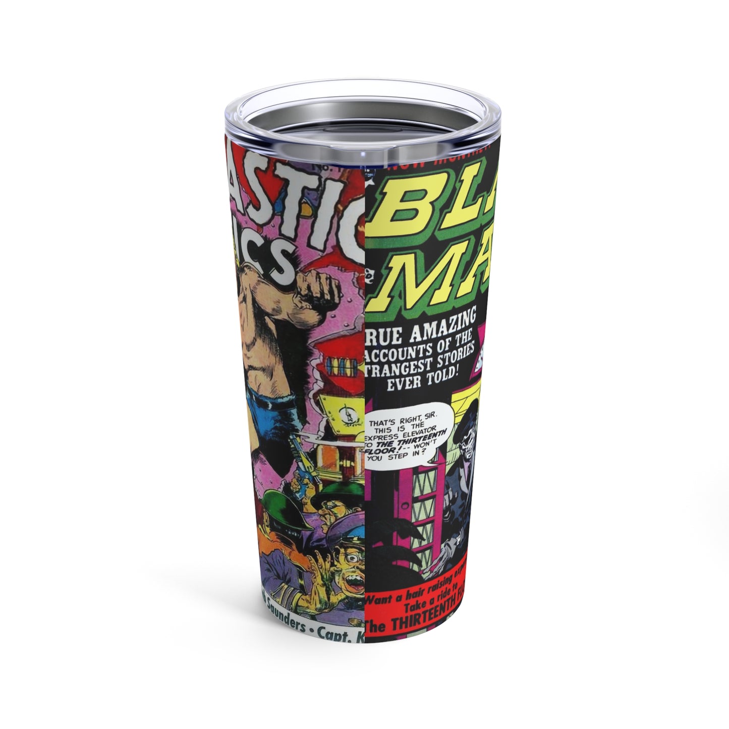 20oz Tumbler - Retro Comic Book Design - Old School Male 