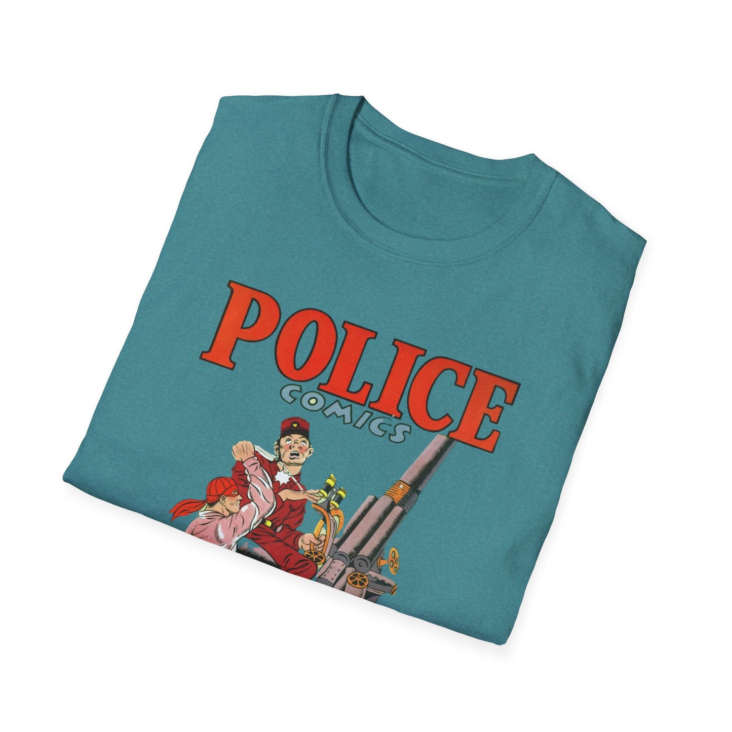 Vintage Retro Police Comics T-Shirt - 100% Cotton, Eco-Friendly, Perfect for Comic Fans