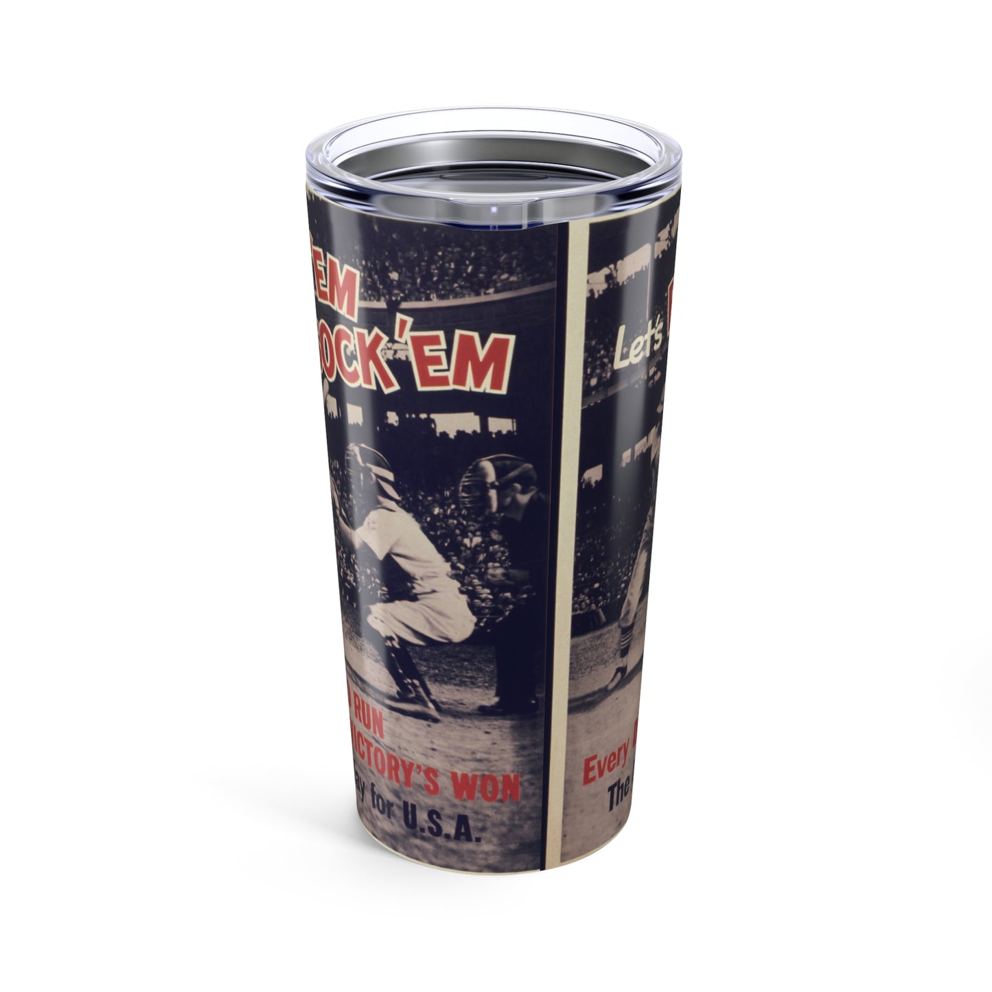 Vintage WWII Baseball-Themed 20oz Tumbler with Stylish Design - Old School Male 