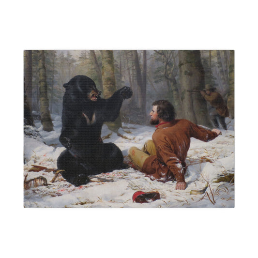 Man Vs. Bear Matte Canvas, Stretched, 0.75" - Old School Male 