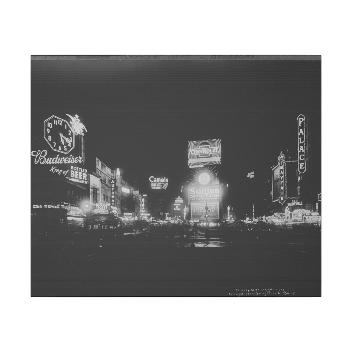 Nighttime Elegance: Vintage Times Square Matte Canvas Print (Multiple Sizes Available)