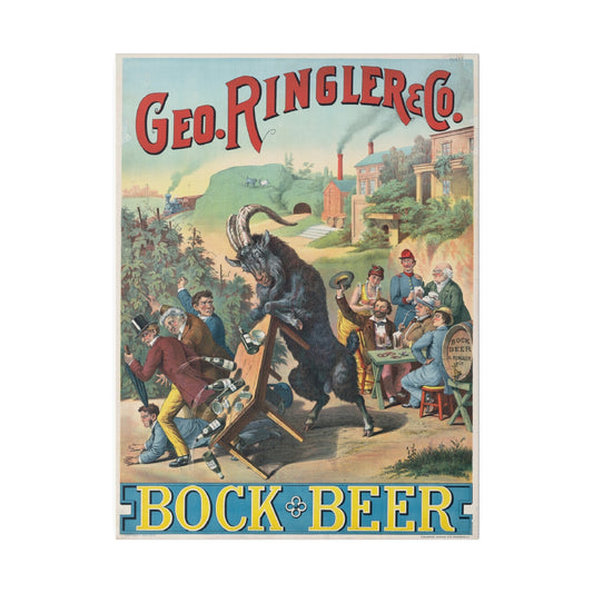 Vintage General Ringler Bock Beer Canvas Print, Wall Art Decor, Bar Decor, Man Cave Decor, Gift for Beer Lovers, Home Bar Art - Old School Male 