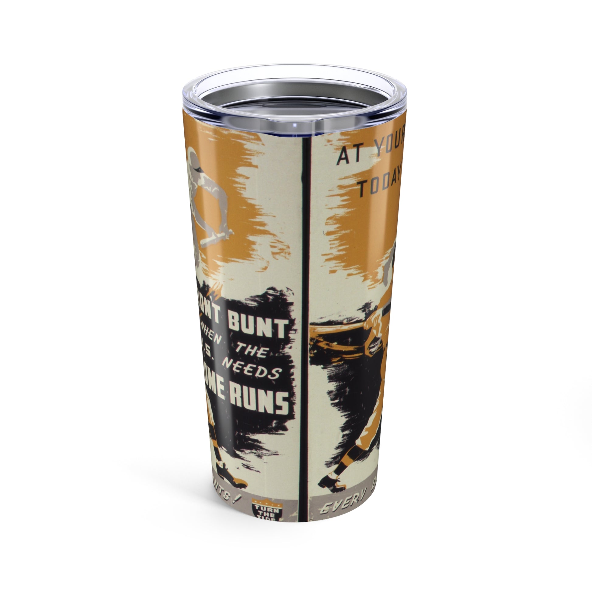 World War II Themed 20oz Insulated Tumbler with Baseball Design - Old School Male 