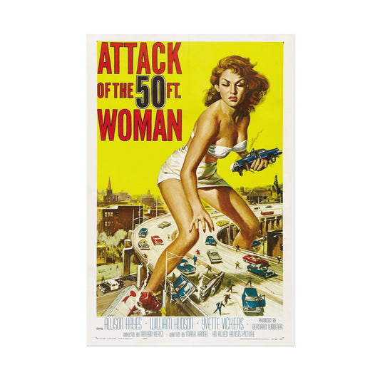 Poster Print, Attack of the 50 Foot Woman Movie Poster Print for Movie Buffs, Vintage Film Fans, Dorm Decor, Sci-Fi Enthusiasts, Retro Home - Old School Male 