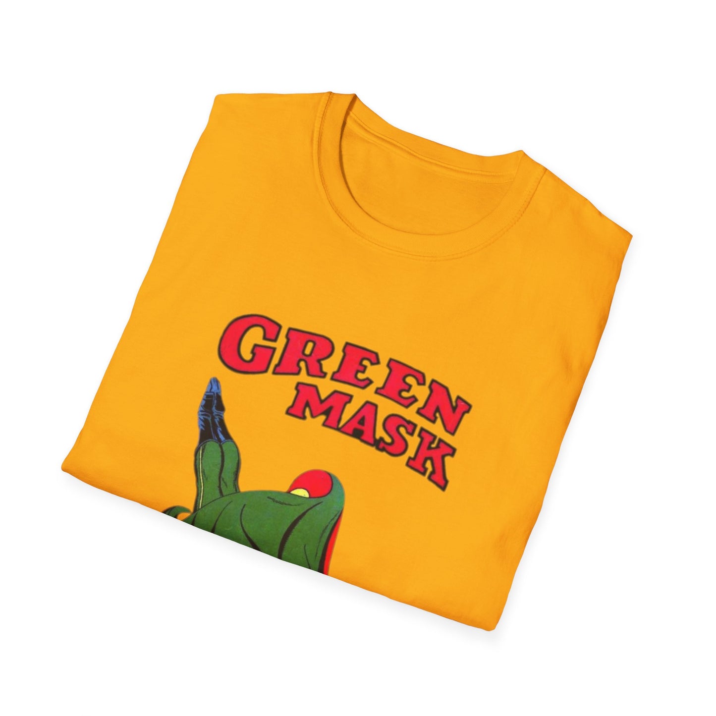 Retro Green Mask Comic Character T-Shirt - 100% Cotton, Classic Fit, Perfect for Fans