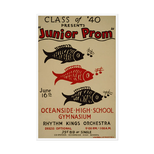 Vintage Class of 1940 Prom Poster Print - Old School Male 