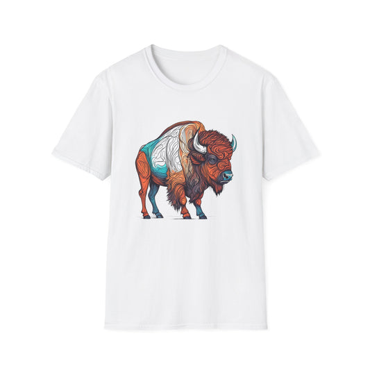 Bison Sketch Unisex Softstyle T-Shirt - Old School Male 