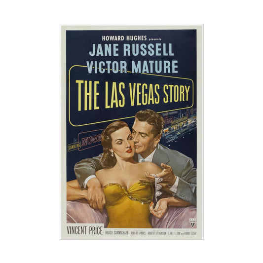 Vintage The Las Vegas Story Film Poster - Rolled Posters, Wall Art, Home Decor, Retro Movie Print, Classic Cinema Sign - Old School Male 