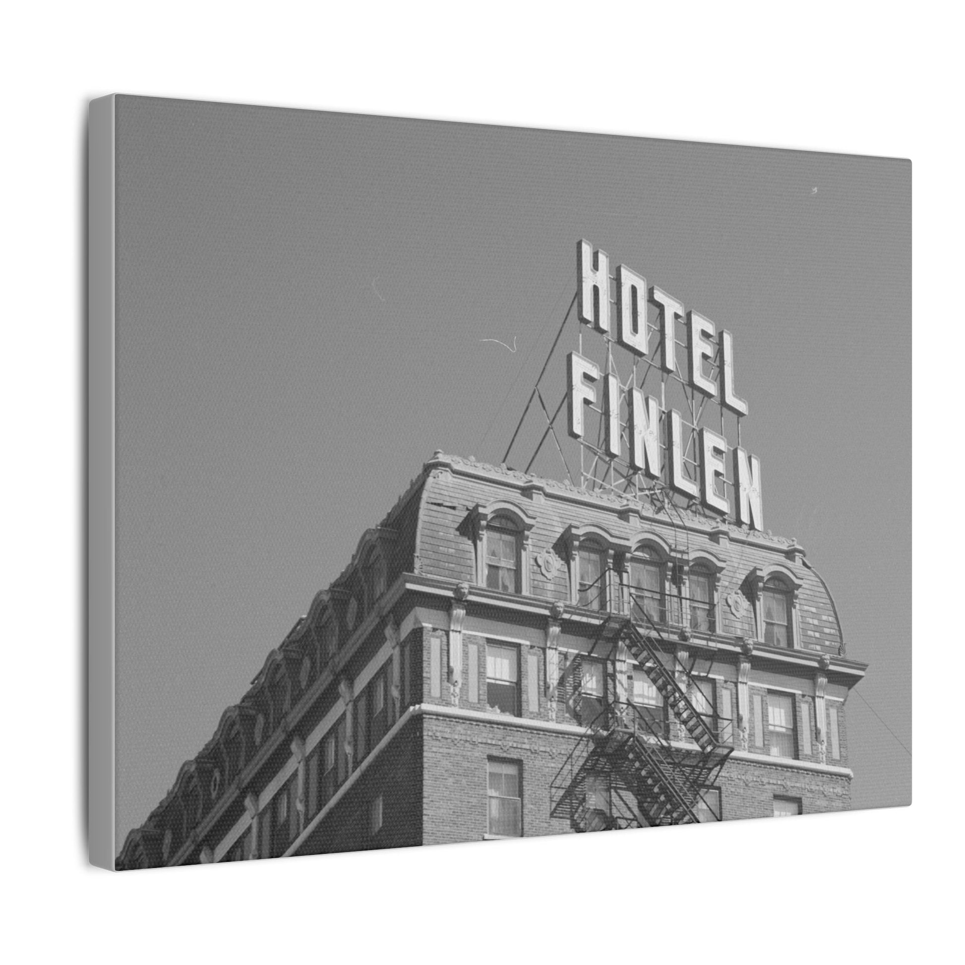 Vintage Hotel Finlen Butte Montana Canvas Print - Old School Male 